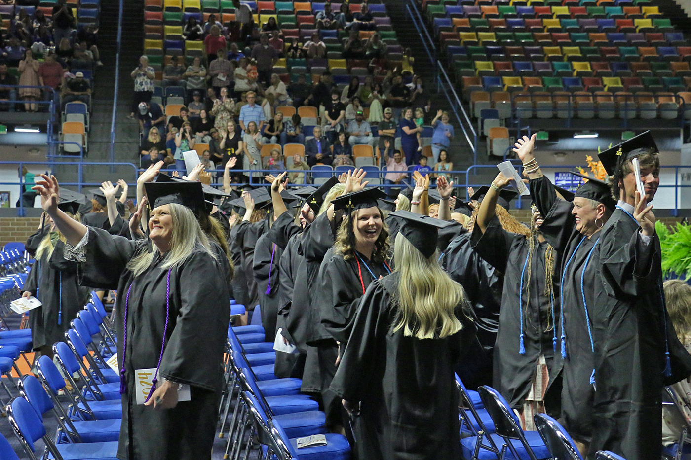 Students in Wallace State's Adult Education program celebrate at the 2024 Graduation ceremony. 